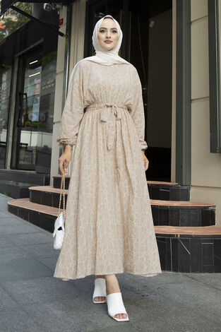 Yarasa Kol Desenli Elbise 180SB90508-14 - Thumbnail