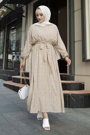 Yarasa Kol Desenli Elbise 180SB90508-14 - Thumbnail