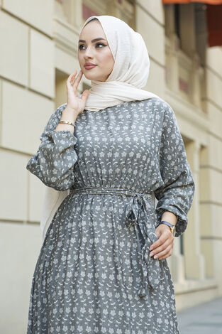 Yarasa Kol Desenli Elbise 180SB90508-6 - Thumbnail