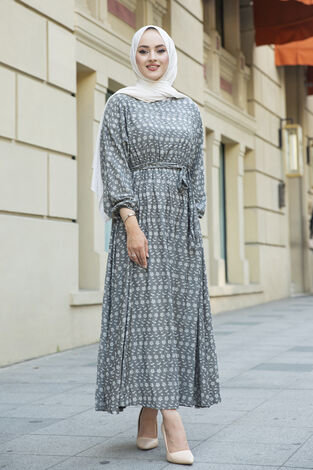 Yarasa Kol Desenli Elbise 180SB90508-6 - Thumbnail
