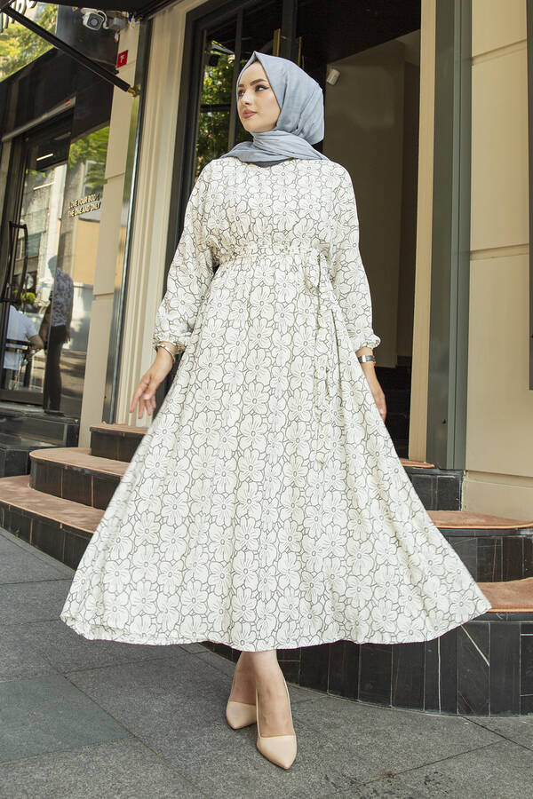 SB - Yarasa Kol Desenli Elbise 180SB90508-7