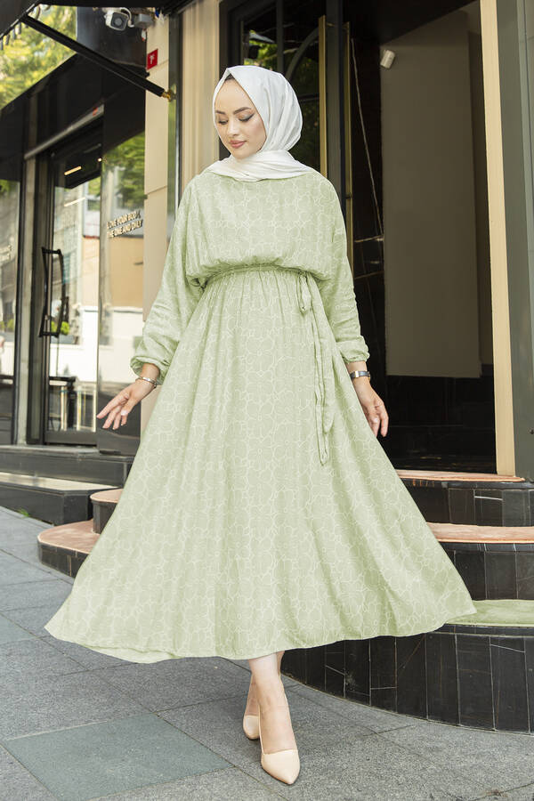 SB - Yarasa Kol Desenli Tesettür Elbise 180SB90508-8