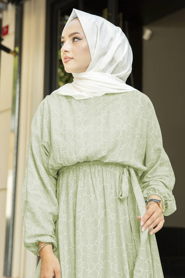 SB - Yarasa Kol Desenli Tesettür Elbise 180SB90508-8 (1)