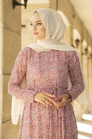 Çiçek Desenli Elbise 260ER40085 Pembe - Thumbnail