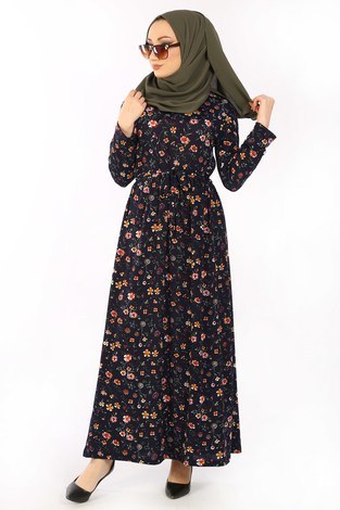 Desenli Elbise 8508-339 - Thumbnail