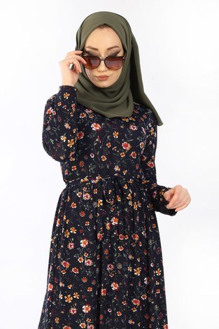 Desenli Elbise 8508-339 - Thumbnail