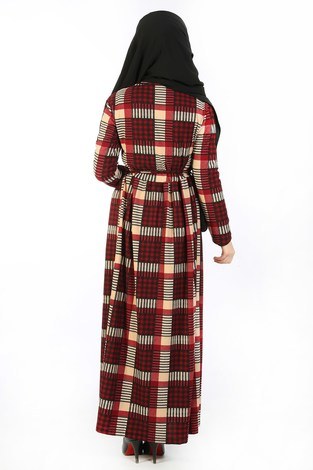 Desenli Elbise 8508-341 - Thumbnail