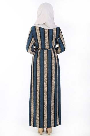 Desenli Elbise 8508-343 - Thumbnail