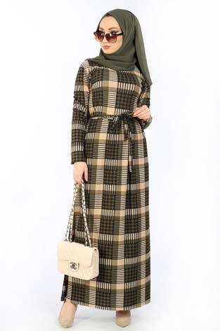 Desenli Elbise 8508-345 - Thumbnail