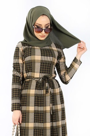 Desenli Elbise 8508-345 - Thumbnail