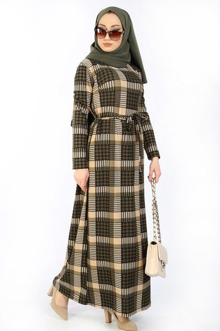 Desenli Elbise 8508-345 - Thumbnail