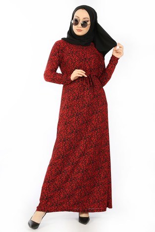 Desenli Elbise 8508-347 - Thumbnail