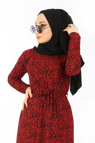 Desenli Elbise 8508-347 - Thumbnail