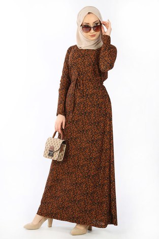 Desenli Elbise 8508-348 - Thumbnail