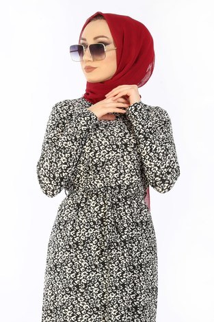 Desenli Elbise 8508-349 - Thumbnail
