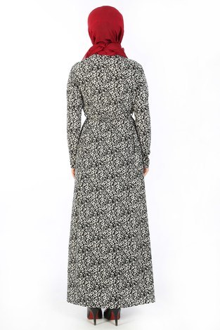 Desenli Elbise 8508-349 - Thumbnail