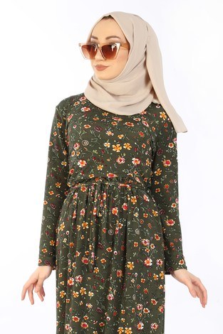 Desenli Elbise 8508-340 - Thumbnail