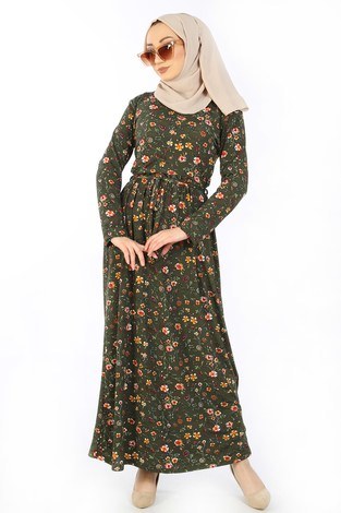 Desenli Elbise 8508-340 - Thumbnail