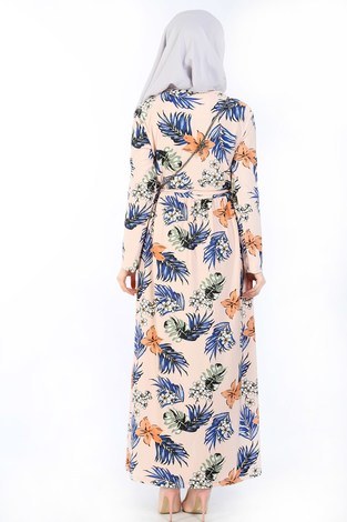 Desenli Elbise 8508-346 - Thumbnail