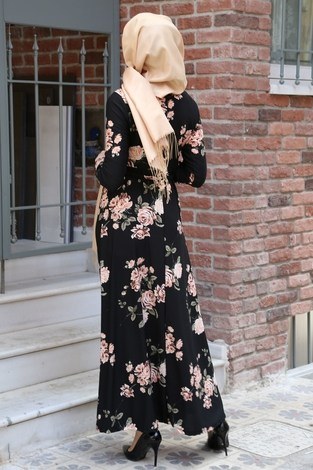 Desenli Elbise 8558-02 - Thumbnail