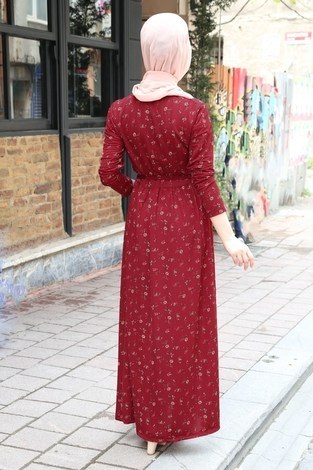 Desenli Elbise 8558-06 - Thumbnail