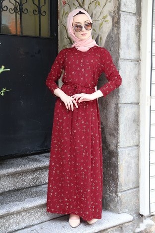 Desenli Elbise 8558-06 - Thumbnail