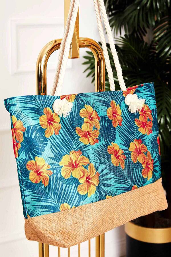 Dmç - Desenli Hasır Detaylı Plaj Çantası -132 (1) Dmç - Desenli Hasır Detaylı Plaj Çantası -132 (1)