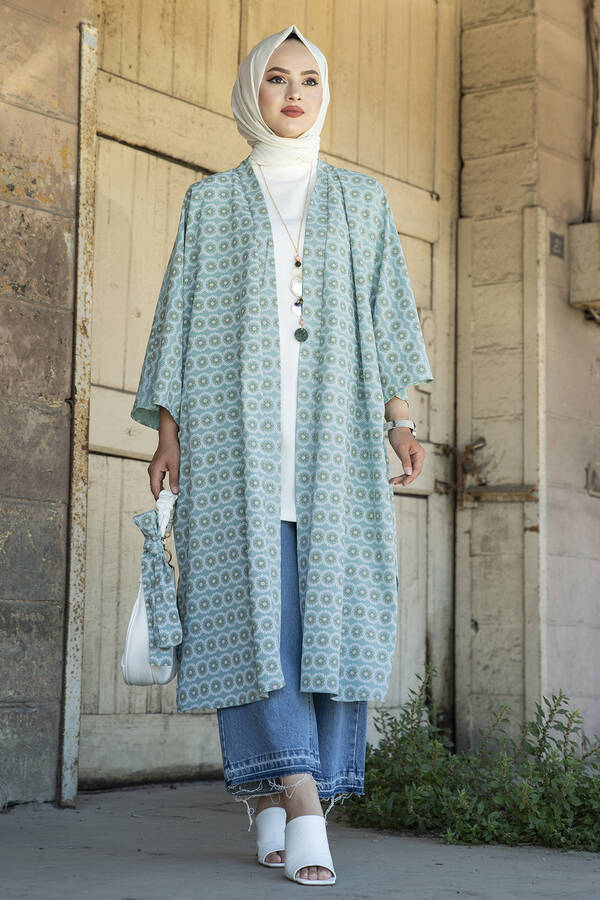 MD - Desenli Tesettür Kimono 100MD-7264-2