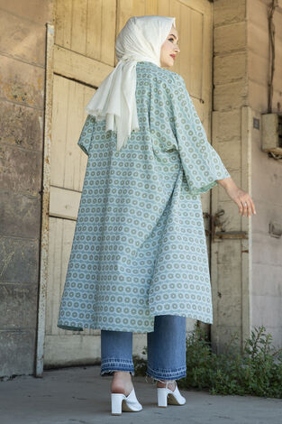 Desenli Tesettür Kimono 100MD-7264-2 - Thumbnail