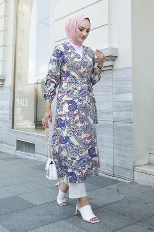 Etnik Desenli Kimono 180SB90008-2 - Thumbnail