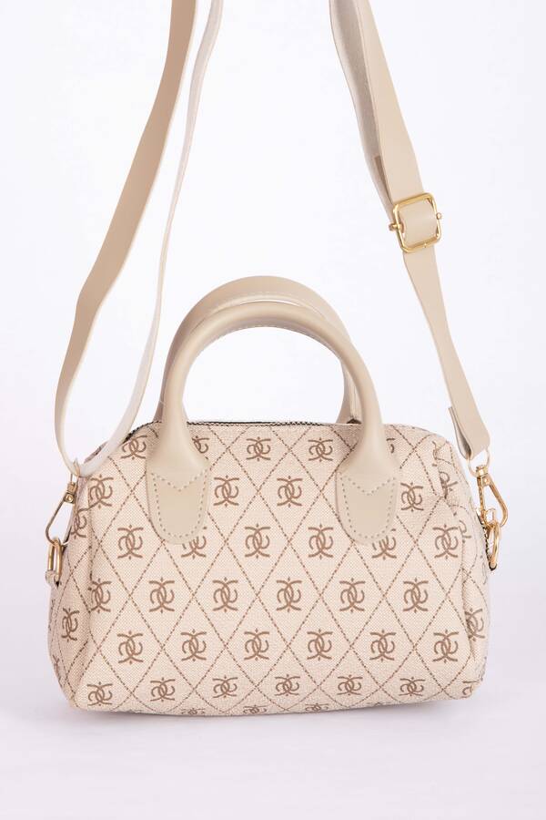 Dmç - Desenli Mini El & Omuz Çantası Bej (1)