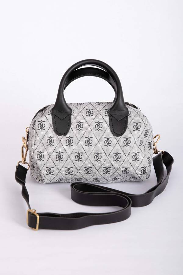 Dmç - Desenli Mini El & Omuz Çantası Gri