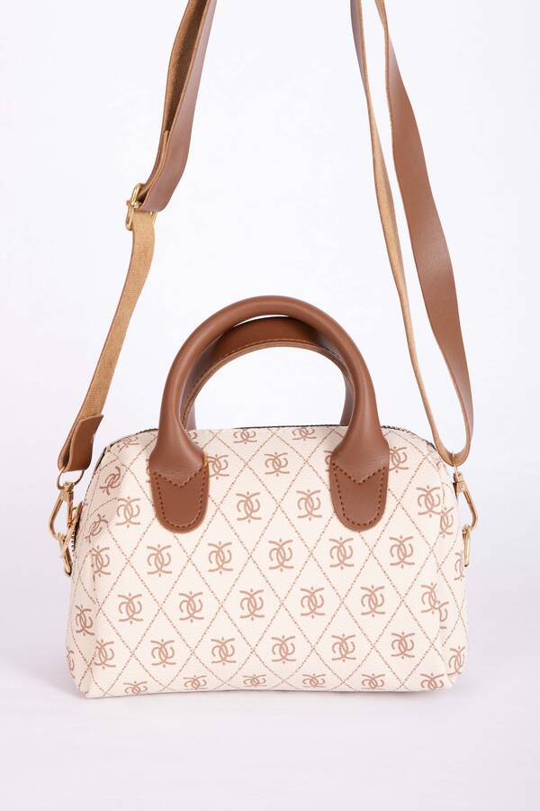 Dmç - Desenli Mini El & Omuz Çantası Vizon (1)