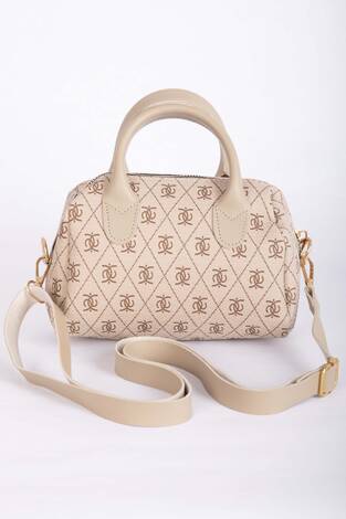 Desenli Mini El & Omuz Çantası Vizon - Thumbnail