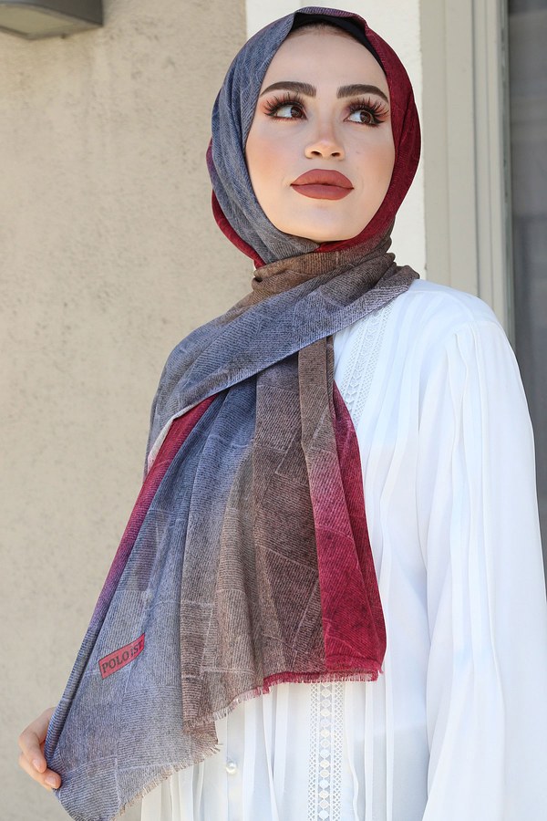  - Desenli Pamuklu Şal 3378-13