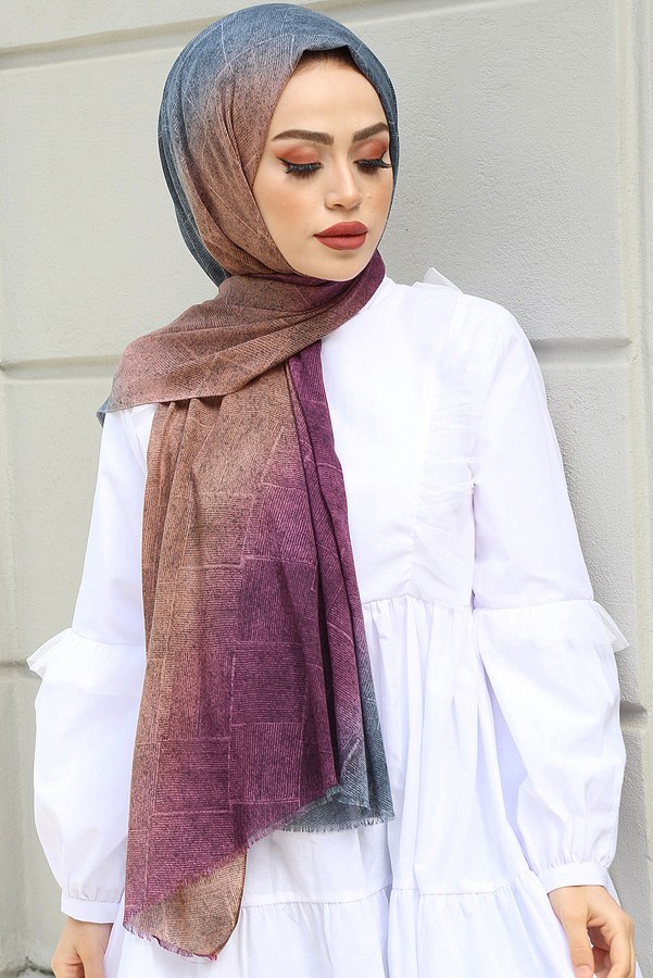  - Desenli Pamuklu Şal 3378-7