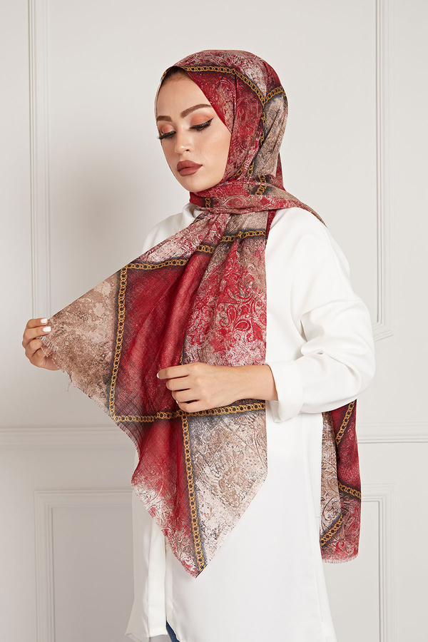  - Desenli Pamuklu Şal 4446-1