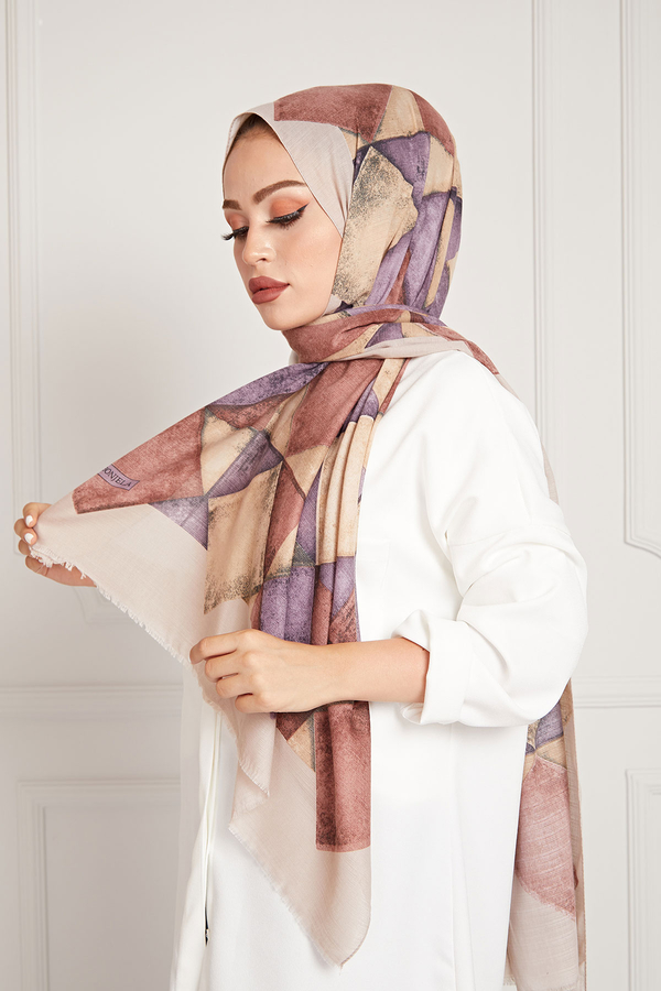  - Desenli Pamuklu Şal 4733-11