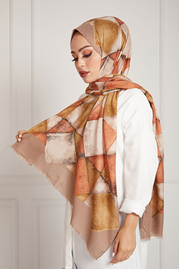  - Desenli Pamuklu Şal 4733-8