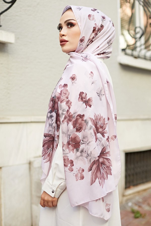  - Desenli Şifon Şal 6798-5 Mürdüm (1)