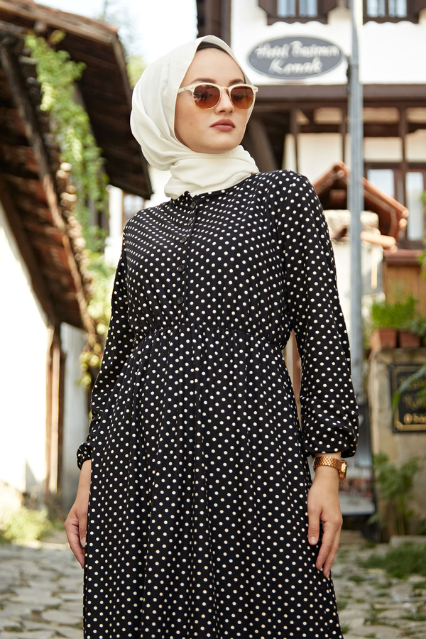  - SBH Desenli Süet Elbise 8749-5 (1)