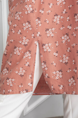 Çıtır Desenli Tesettür Gömlek Gülkurusu - Thumbnail