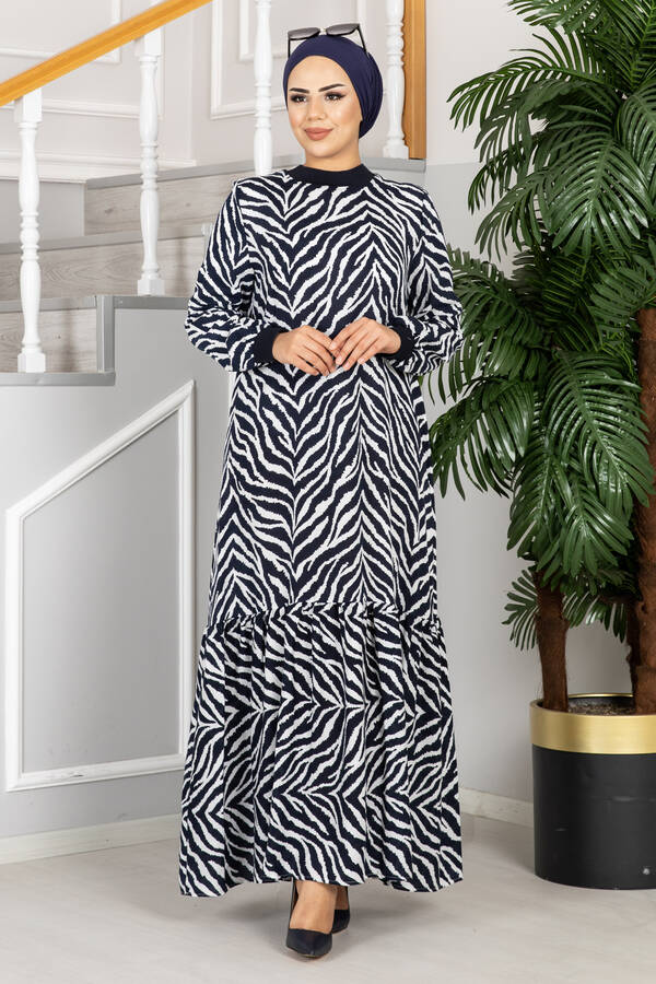 Zebra Desenli Tesettür Spor Elbise -2