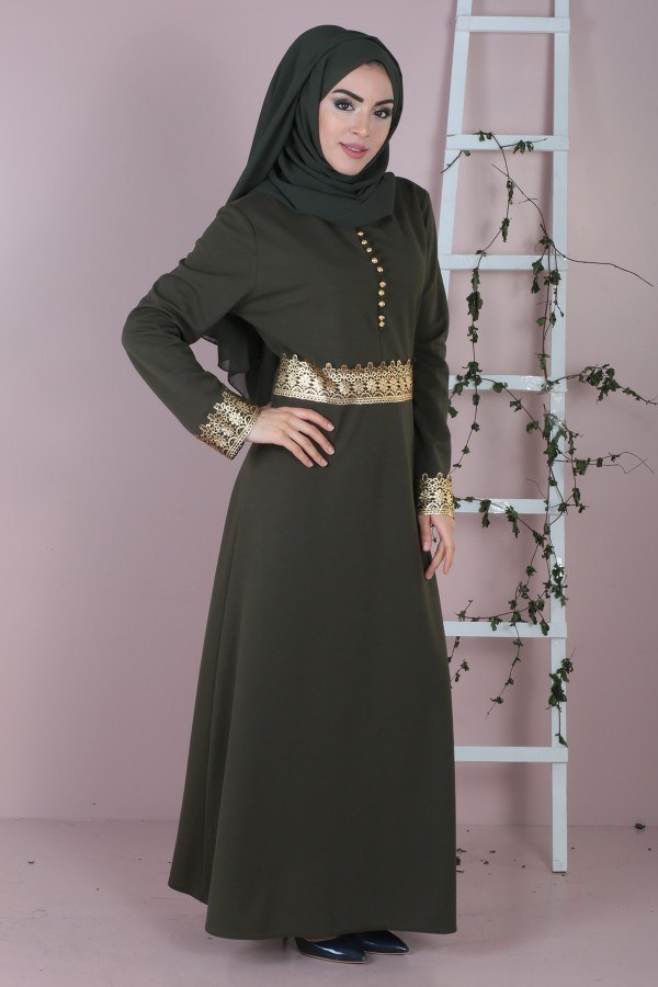 Dövmeli Varaklı Elbise 8973-4