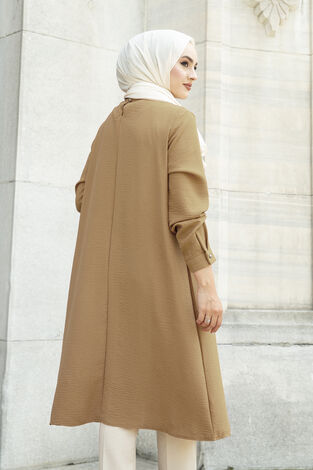 Düğme Detaylı Anne Tunik 190E-8772 Bal Köpüğü - Thumbnail