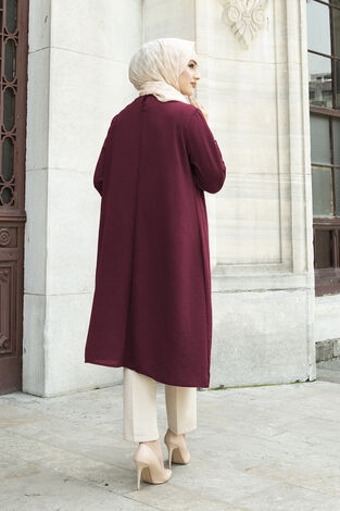 Düğme Detaylı Anne Tunik 190E-8772 Bordo - Thumbnail