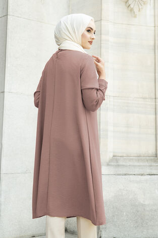 Düğme Detaylı Anne Tunik 190E-8772 Gülkurusu - Thumbnail