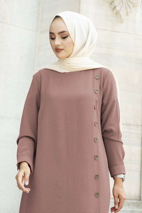 E - Düğme Detaylı Anne Tunik 190E-8772 Gülkurusu (1)