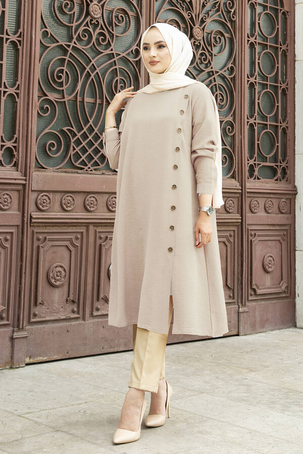 Düğme Detaylı Anne Tunik 190E-8772 Krem Düğme Detaylı Anne Tunik 190E-8772 Krem