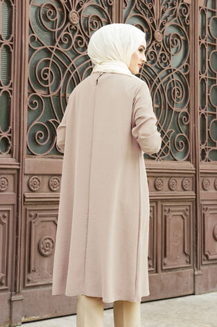 Düğme Detaylı Anne Tunik 190E-8772 Krem - Thumbnail